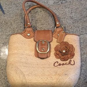 Coach straw shoulder tote